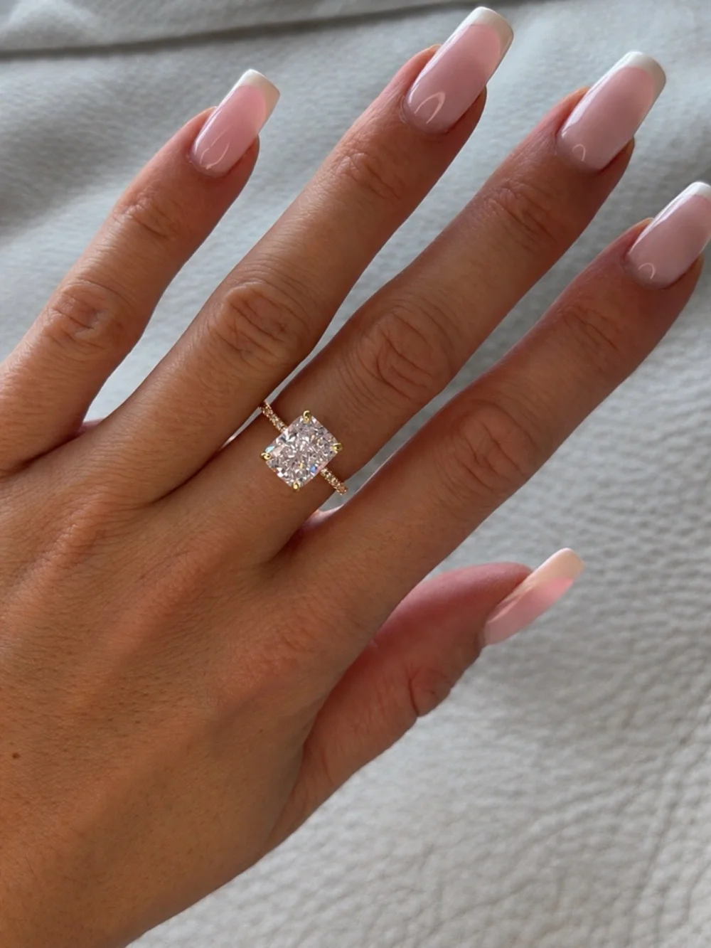 3 Ct Yellow Gold Plated Sterling Silver CZ Engagement Ring